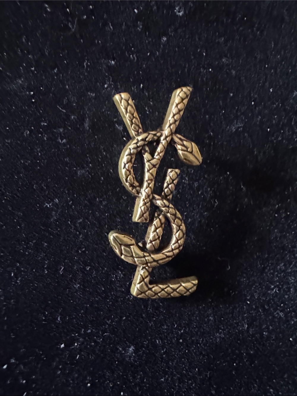 Brooch pin Monogram Snake Motif Pin in Antique Gold